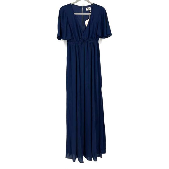 Show Me Your MuMu Emily Maxi Dress Rich Navy Crisp Small NWT - Picture 9 of 9